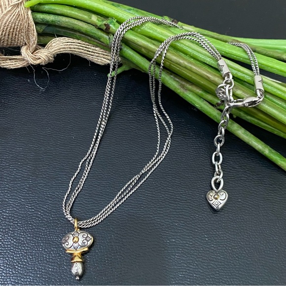 Retired BRIGHTON Venezia Gold/Silver Scrolled Oval Pendant 3-Strand Necklace - Picture 1 of 13